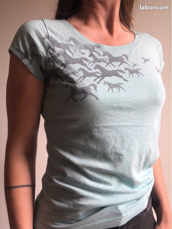 T-shirt envolée de chevaux turquoise T38 (image 12)