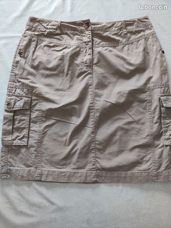 Jupe En Daim Caroll Couleur Kaki - Taille 36 - Occasion Très Bon état