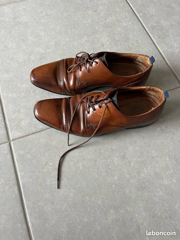 Derby Minelli En Cuir Marron Pour Femme - Taille 39, Lacets, Très Bon état Occasion