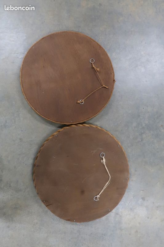Paire miroirs en corde Audoux Minet années 50 / 60 (image 3)