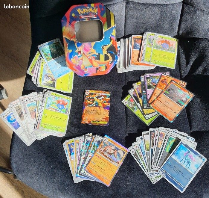 Lot de 150 cartes pokemon dont 1 ultra rare et 25 brillantes dans pokebox et tin (image 7)