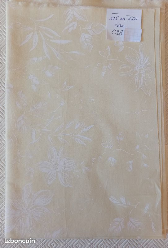 Coupon De Tissu Coton 105 X 120 Cm - Couleur Blanc - Neuf