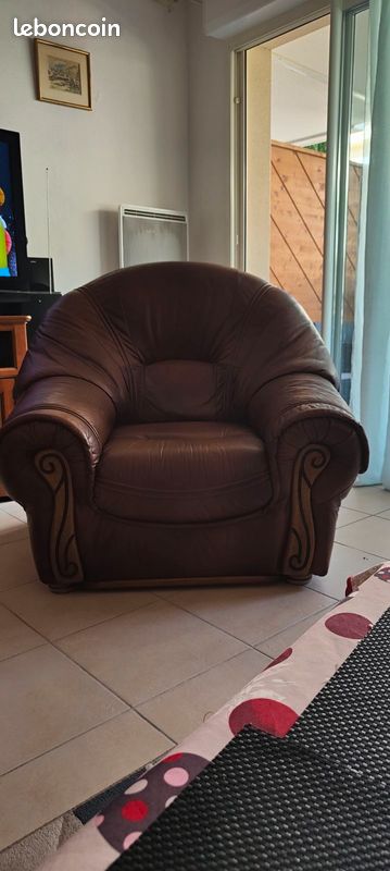 Fauteuil cuir "havane" (image 1)