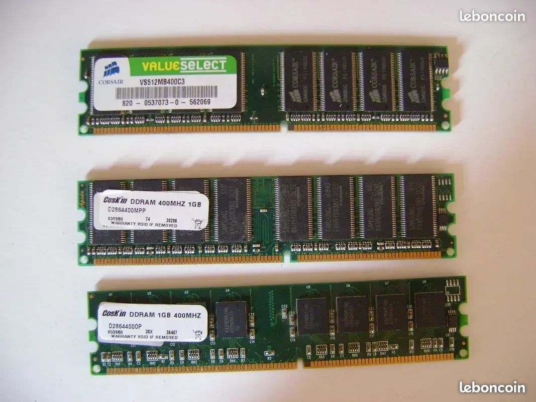 4 barrettes mémoire: 2X 1 Gb et 2X 512 Mb (image 1)