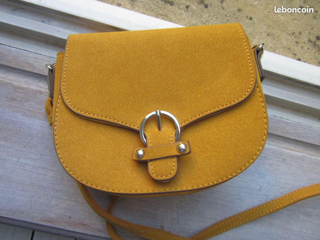 Sac à Main Cuir Bandoulière Besace 'Gémo', Moutarde Femme