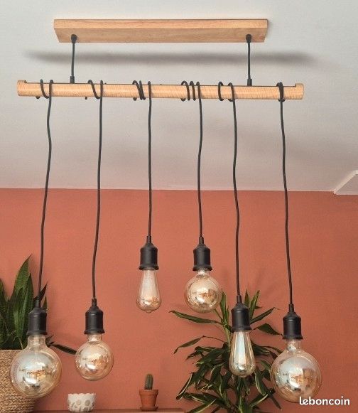 Suspension Alinéa 6 lumières en bois – Très bon état (image 3)
