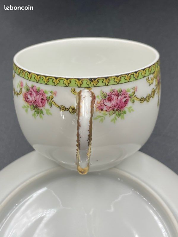 Tasse Limoges Raynaud – Bordure Or, Blanc – État Très Propre