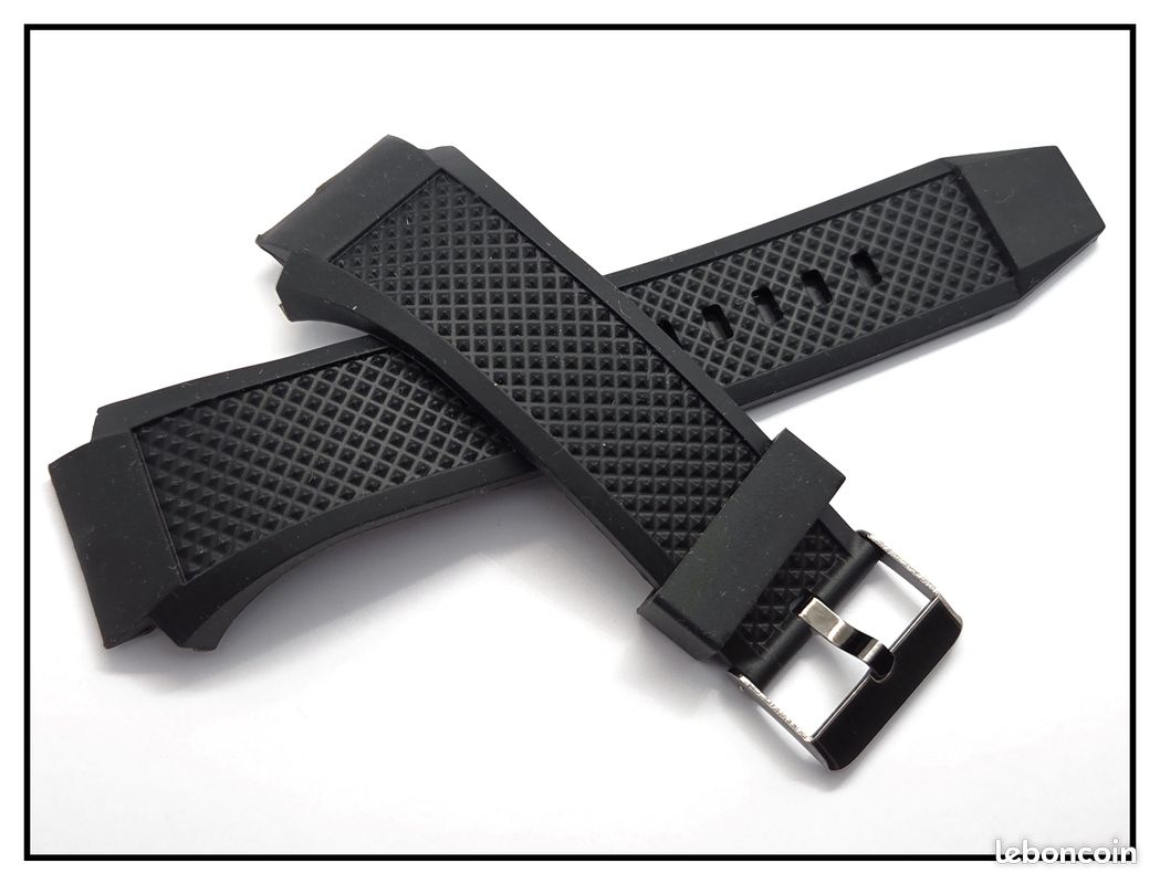 Bracelet De Montre Caoutchouc Noir 22mm Pour Homme/femme - Neuf Sans étiquette, Générique | Compatible Montres Standard