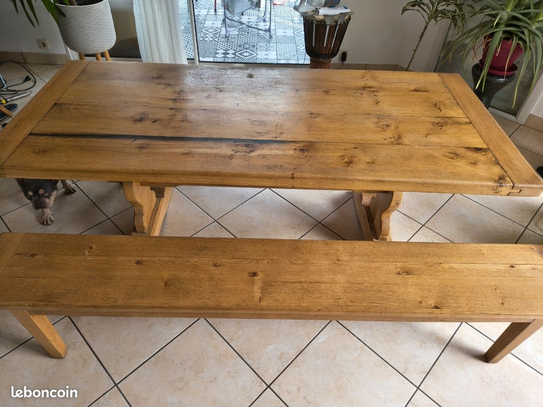 Table monastère avec bancs chêne massif (image 2)