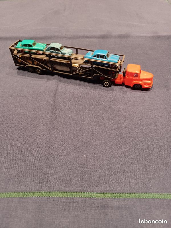 Ancien Camion Unic ZU 120 Porte Voitures & 3 Simca Ariane & 1 Simca Aronde P60 & 1 Citroen 2CV AZ Micro Norev Années 1950 (image 4)