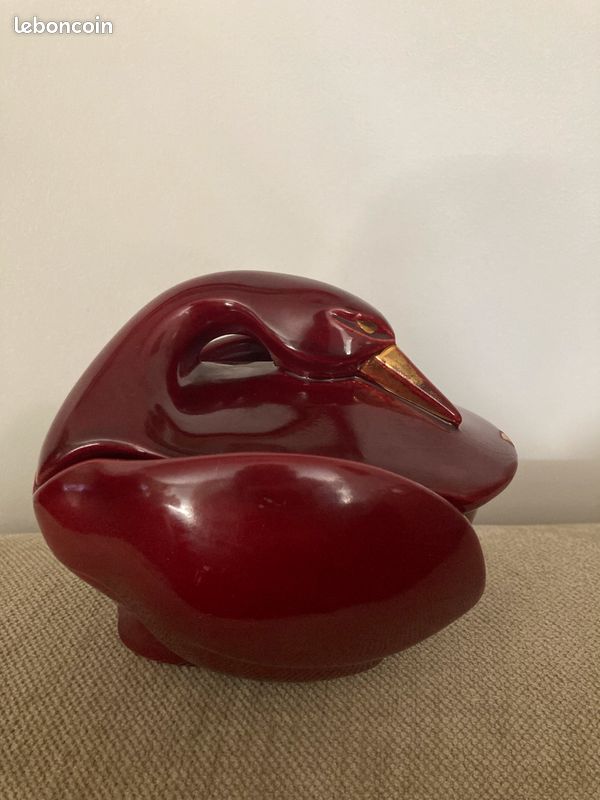 Bonbonnière cygne CAB céramique d’art, de Bordeaux, art déco (image 1)