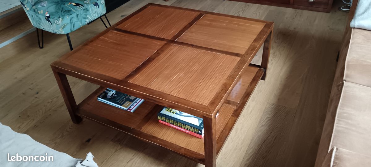 Table basse en bois teck et bambou (image 1)