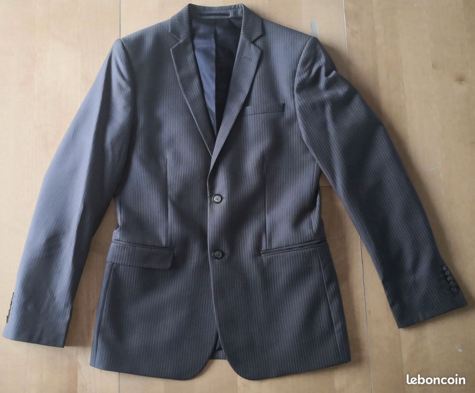 Costume homme veste & pantalon marron à fines rayures taille 36 Sergio Vitti La Halle (image 2)