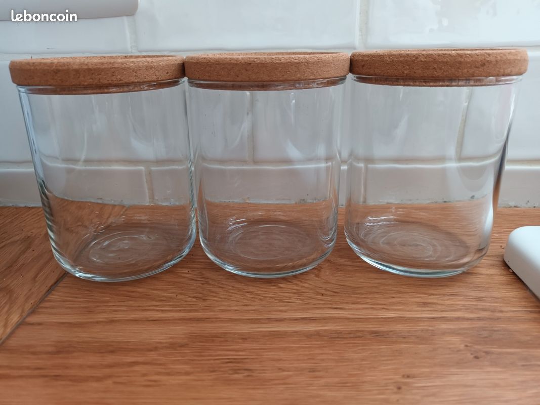 3 Pots Durobor Vintage – Verre, Couvercle Liège, Belgique Années 1970