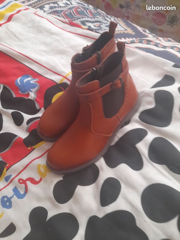 Bottines cuir marron. Pointure 37 (image 1)