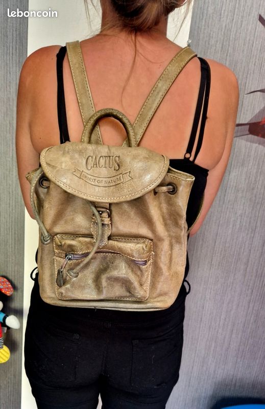 Sac à main à dos femme vintage, en cuir Cactus Accessoires