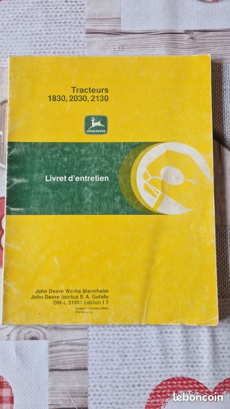 John deere 1830 2030 2130 livret d'entretien tracteur manuel d'utilisation (image 1)