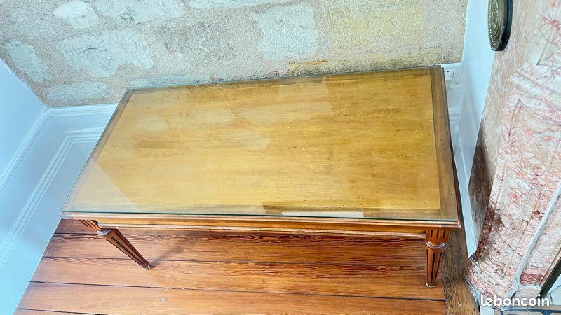 Table basse bois massif et plateau verre (image 5)