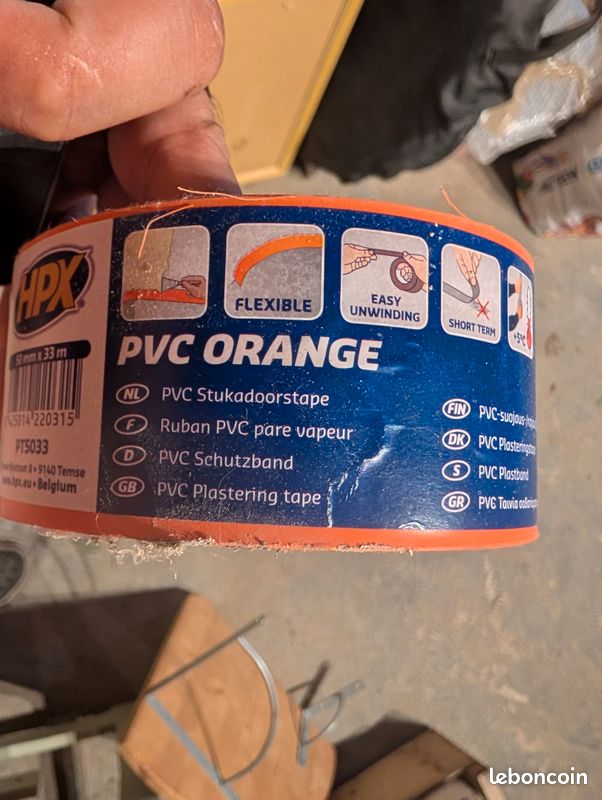 Ruban adhésif PVC orange bâtiment 75 mm x 33 m (image 5)