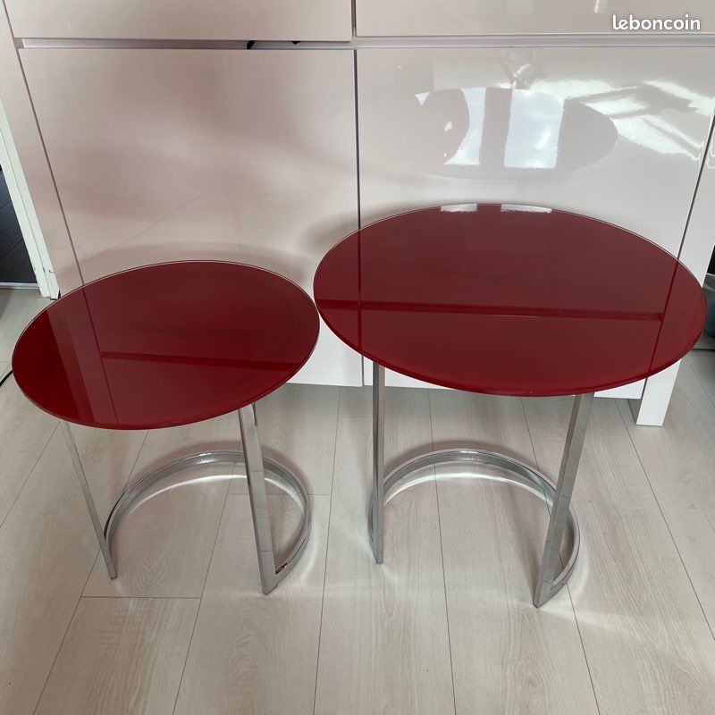 Tables gigognes verre laqué Kenny TOUT EN TRANSPARENCE (image 1)