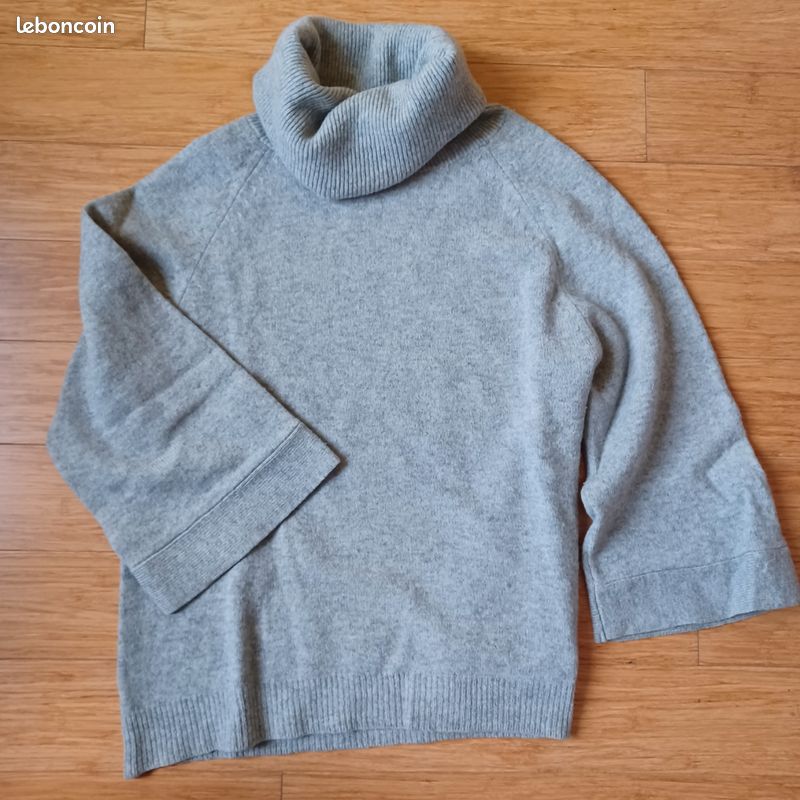 Pull col roulé gris chiné Uniqlo S Vêtements