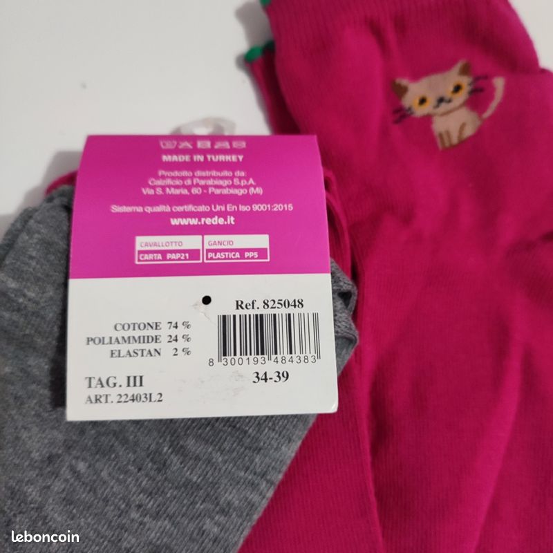 Lot De 4 Paires De Chaussettes Coveri Neuves - Pointure 34/39, Blanc/rose, 75% Coton