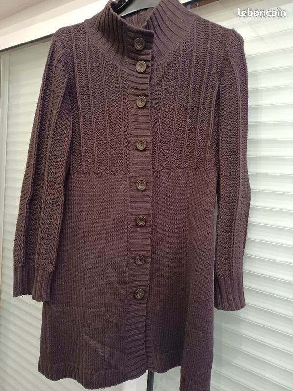 Long cardigan, marron, femme. Taille L (image 1)