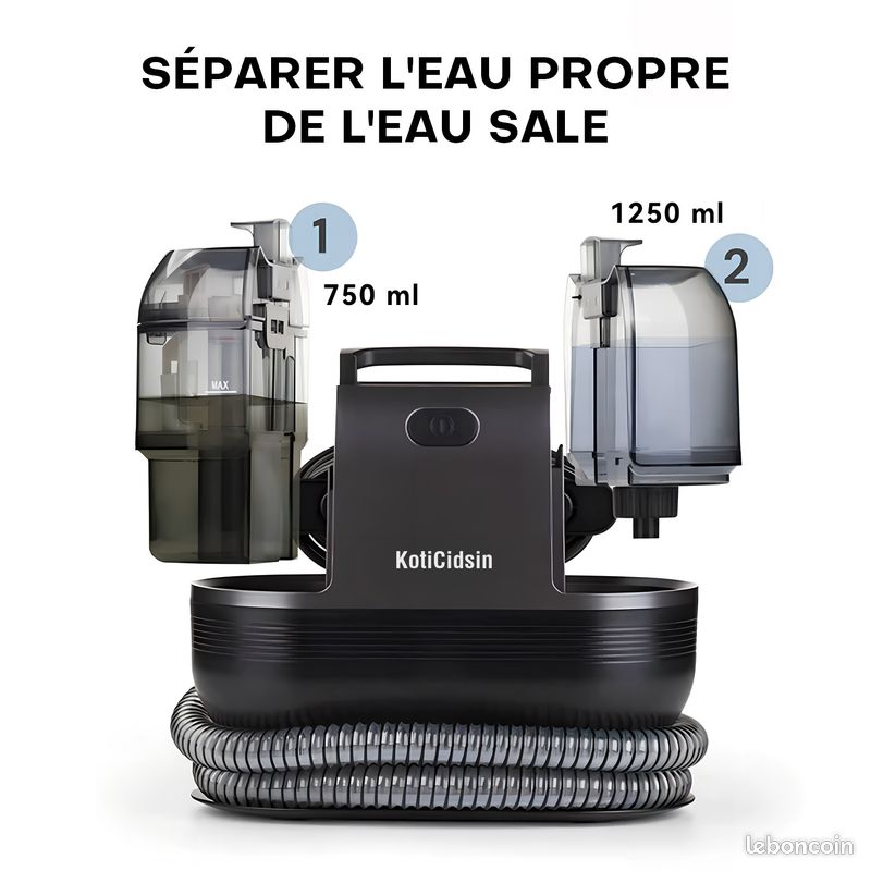 Kitcanis Shampouineuse 600W 15KPa Nettoyeur Canapé Tissu Avec 4 Têtes - Aspirateur Humide Sec Poils Animaux