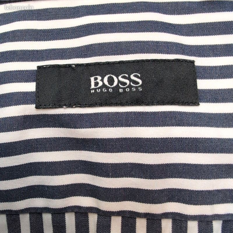 Chemise Hugo Boss Bleue à Rayures - Taille M - Coton - Occasion Bon état (petites Réparations)