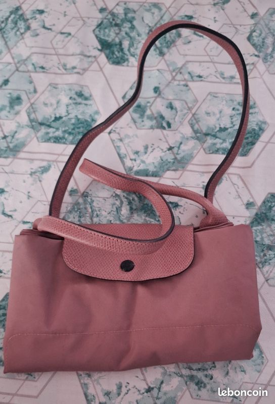 Beau sac Longchamp pliage authentique taille L rose sherry flamant (image 1)