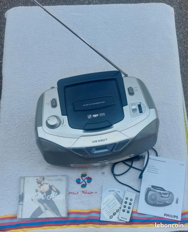 Chaîne portable PHILIPS AZ1830 – RADIO FM/MW + LECTEUR CD/MP3 + USB DIRECT – TÉLÉCOMMANDE – TRÈS BON ÉTAT (image 6)