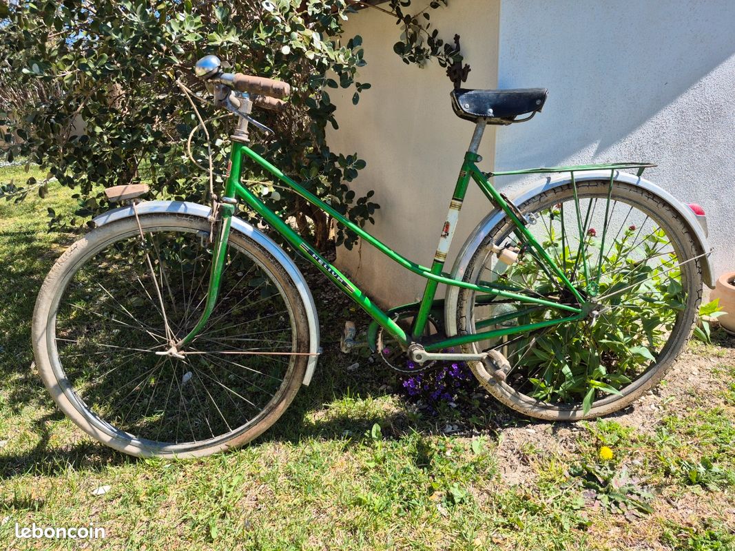 Vélo De Ville Vintage Peugeot - Femme - Métal Vert/gris - Collection #C442