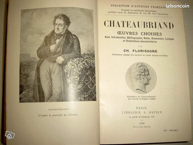 OEuvres Choisies CHATEAUBRIAND de 1936 (image 2)