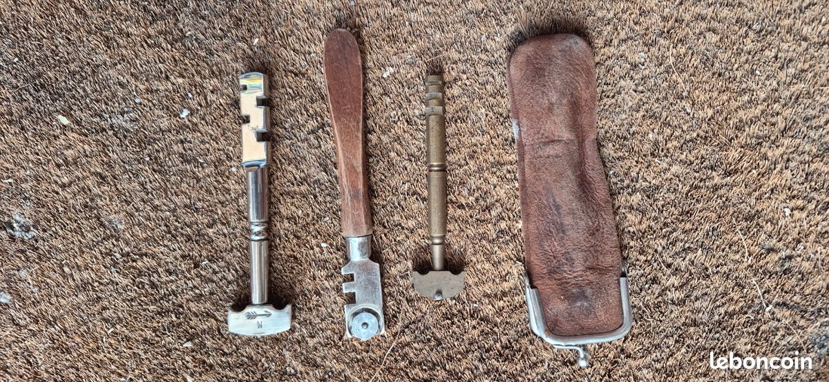 Lot d'outils anciens de vitrier - Coupe-verre Silberschnitt & Diamants + Étui cuir (image 1)