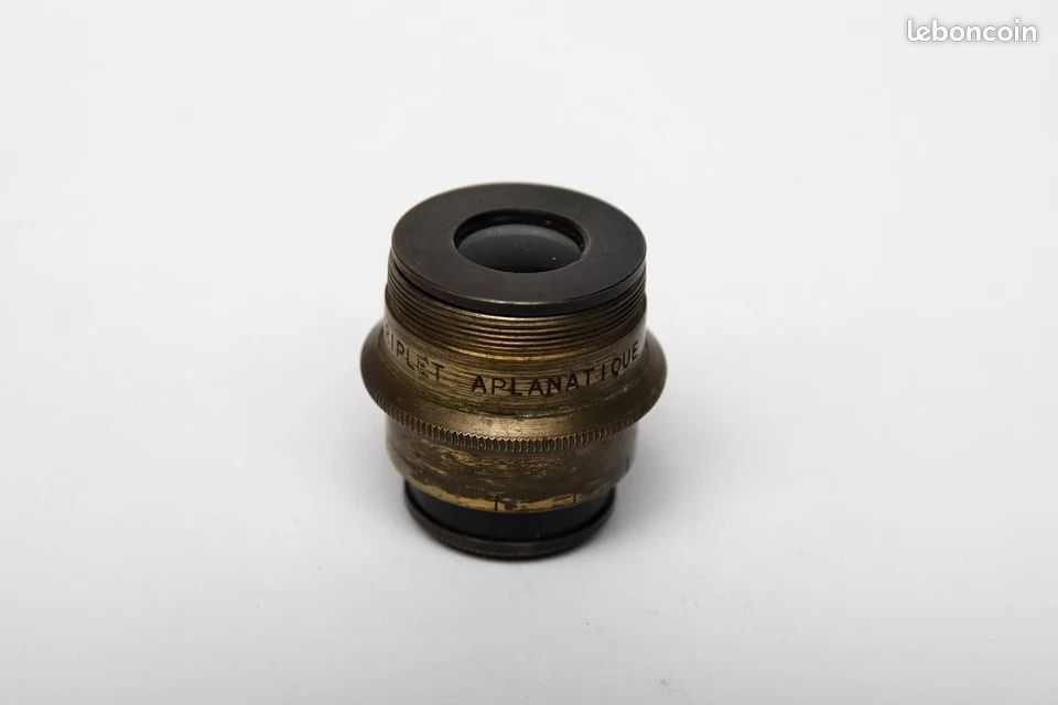 APPAREIL PHOTO ANCIEN en bois et cuir objectif en laiton à plaque EUR 26,50 - FR