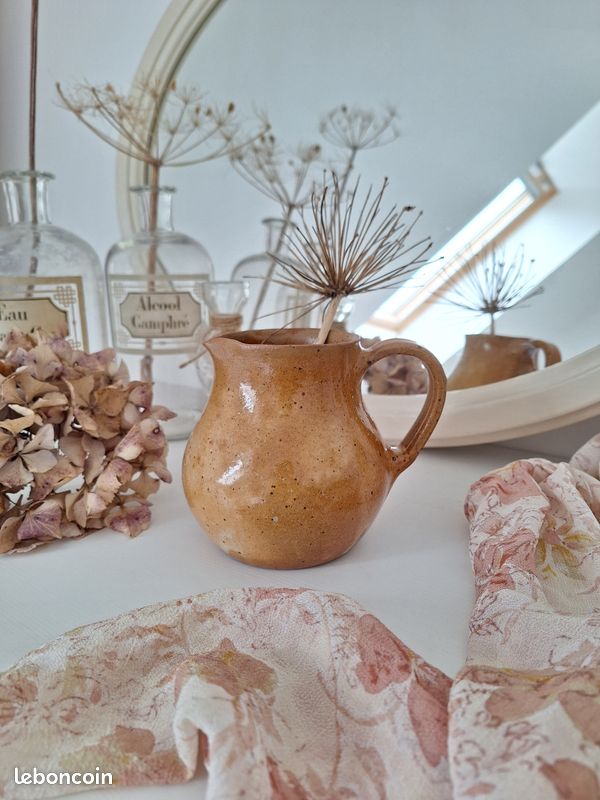 Pichet Ancien En Grès MIEY - Gris/Beige - Vintage Années 70 - Déco Cuisine