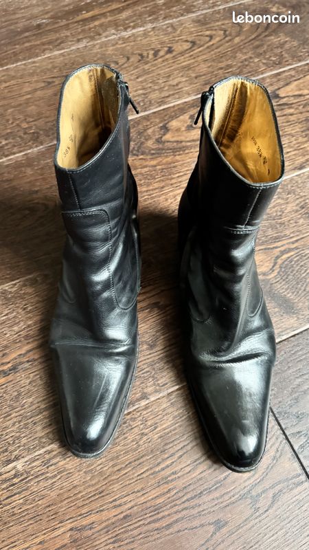 Bottines Vintage FREE LANCE En Cuir Noir - Taille 38, Talon Haut, Pointe Fine - Occasion