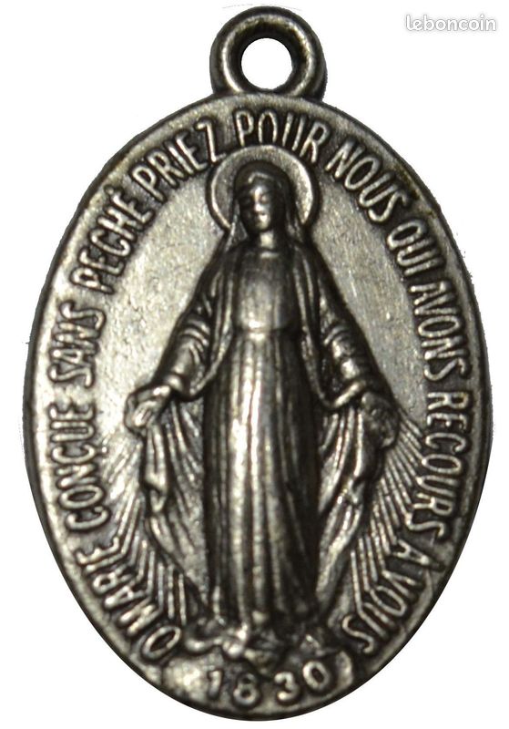 Médaille Vierge Marie 'Ô Marie Conçue Sans Péché' 1830 - Argent, 3,28g, 33mm, Qualité AU, Deux Cœurs