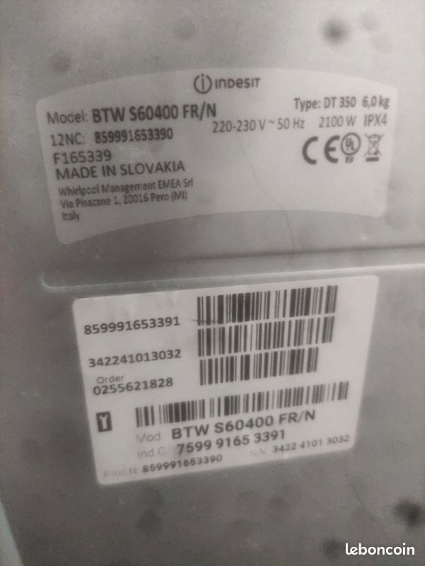 Lave linge Indesit Rapid Wash (image 2)