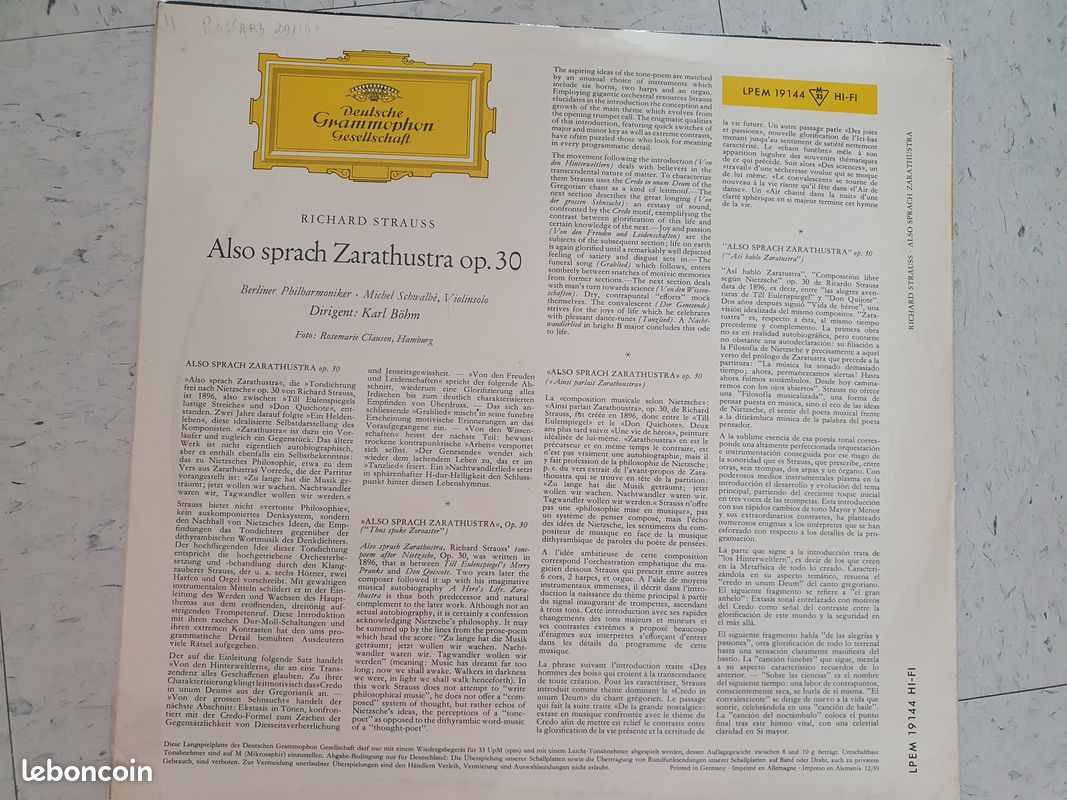 R. Strauss Aso spracht Zarathustra LP DG (image 2)
