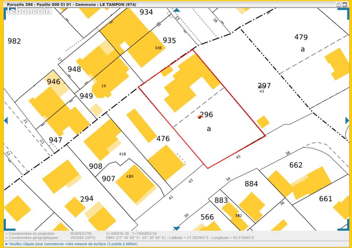 Terrain 1 180 m² Le Tampon · 699 000 €