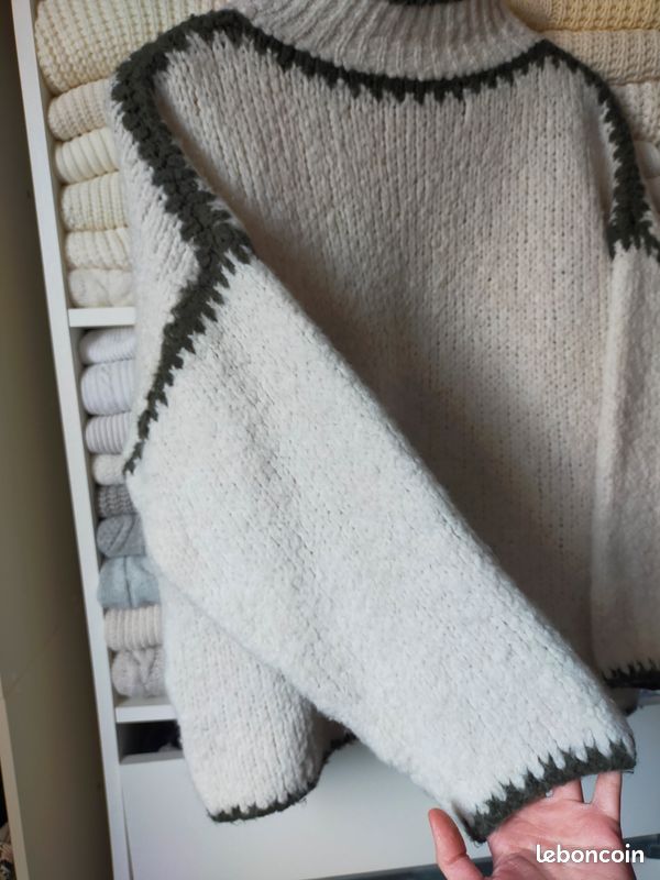 Pull oversize beige et kaki femme S/M (image 3)