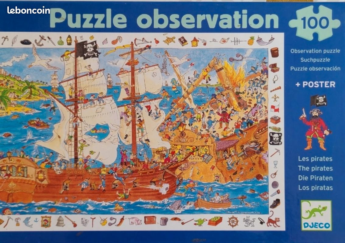 Puzzle 150 pièces - Playmobil : L'île des pirates avec pirate