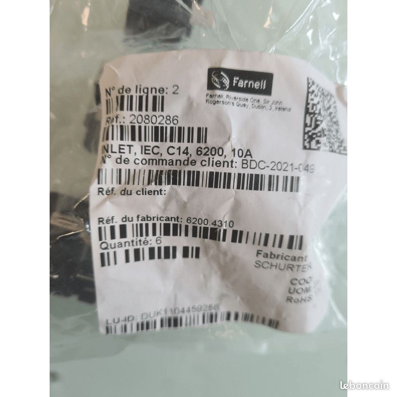 Module d'entrée d'alimentation IEC non filtré, porte fusible uni.FARNELL 2080286 (image 6)