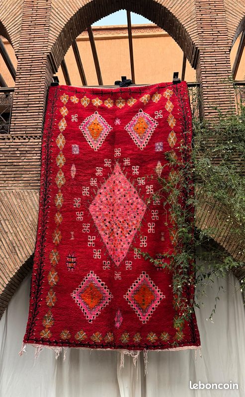 Grand Tapis De Pique-nique Vintage 226cm – Carreaux Rouges Et Jaunes – Années 60