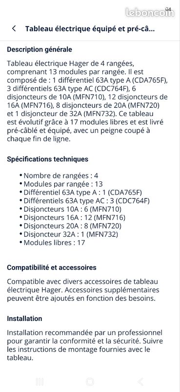 Tableau précablé hager 4 rangées (image 2)