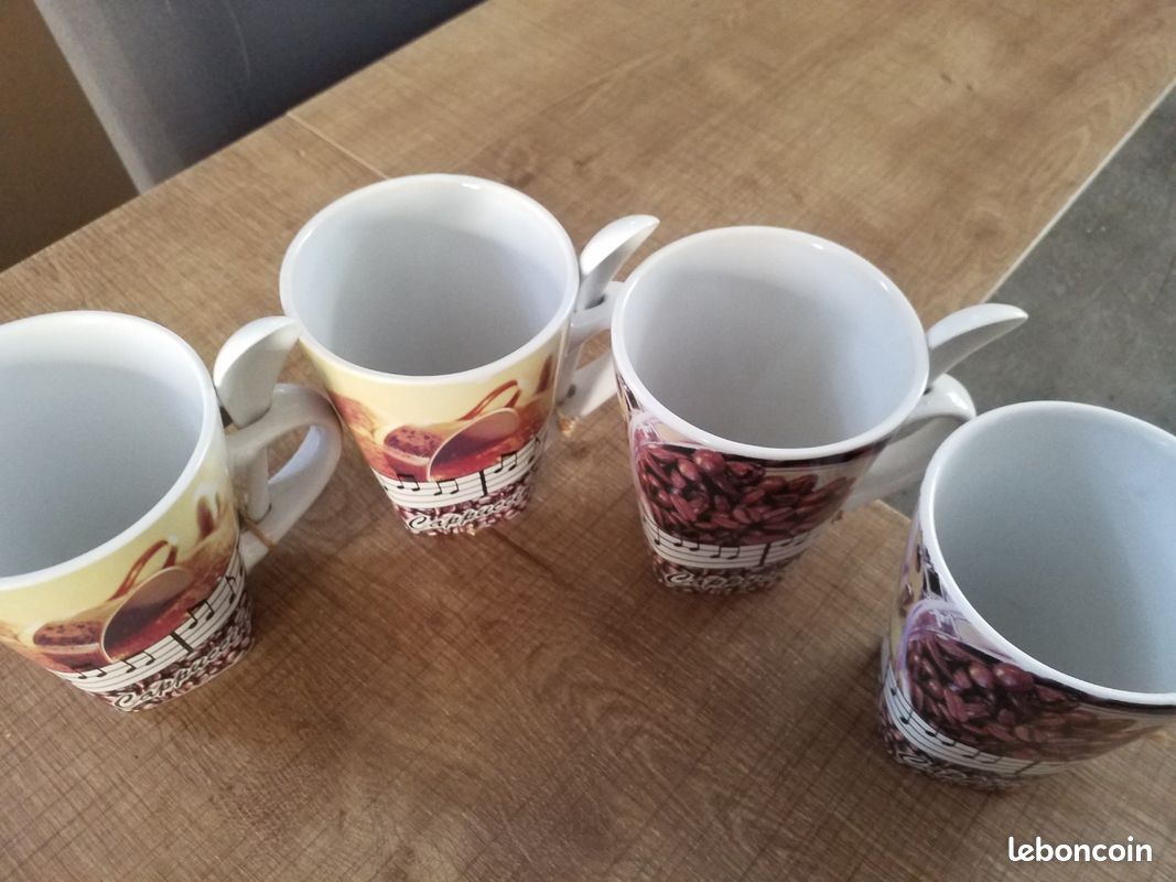 4 très beaux mugs cappuccino tout neuf (image 2)