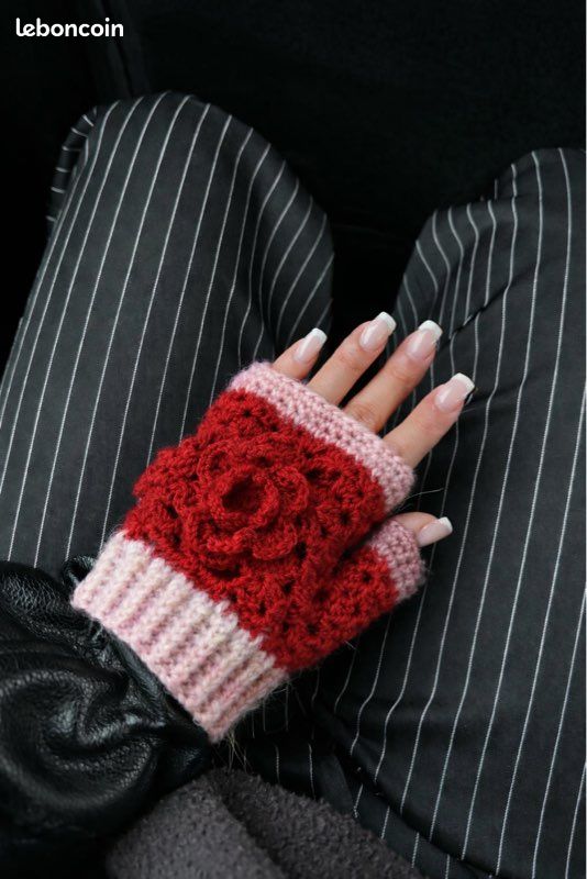 Mitaines coquillage faites main au crochet - Au fil des mailles