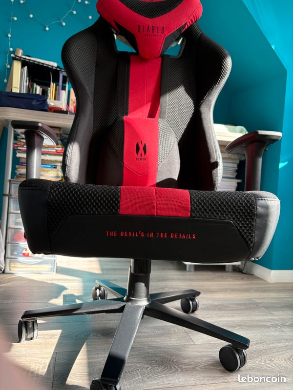 Fauteuil Gaming Diablo X-Player 2.0 Tissu - Accoudoirs 3D, Basculement, XL Jusqu'à 160kg