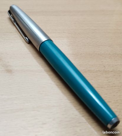 Stylo Plume Parker 61 En Résine Turquoise - Capuchon Plaqué Or - Version Rare - Occasion De Collection